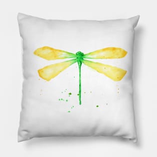 green and yellow dragonfly Pillow