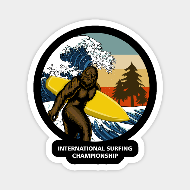 Retro Bigfoot International Sufing Championship Bigfoot Hide Seek World Champion Magnet Teepublic