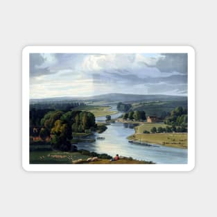 Landscape with river and green fields Magnet