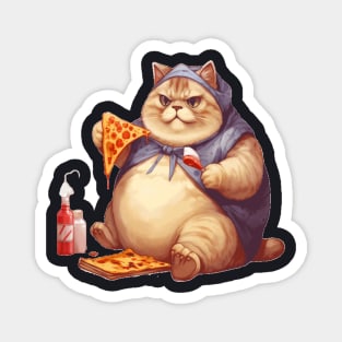 CAT WITH PIZZA Magnet