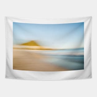 Mount Maunganui ocean beach with base of mount on left in motion blur abstract Tapestry