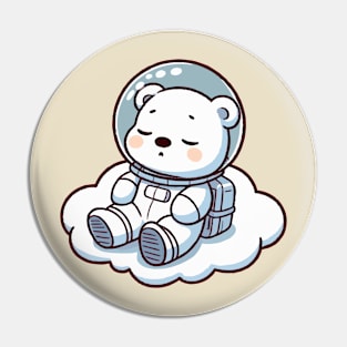 cute astronaut polar bear on clouds Pin