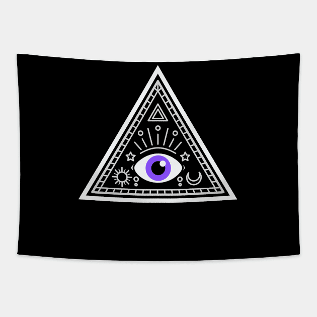 All Seeing eye - black out with purple Tapestry by Just In Tee Shirts