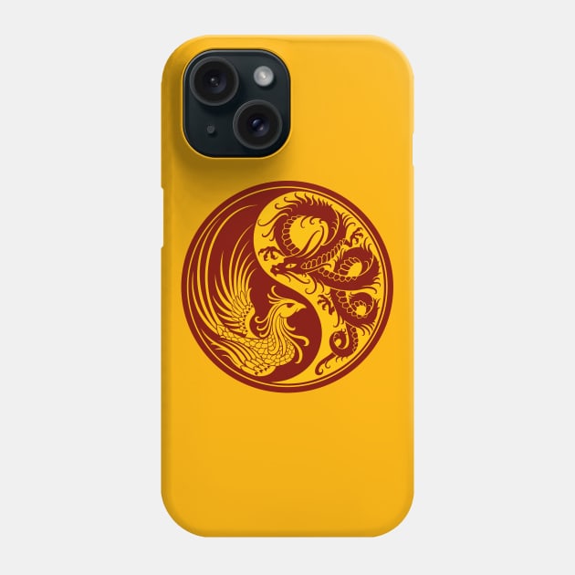 Yellow and Red Dragon Phoenix Yin Yang Phone Case by jeffbartels