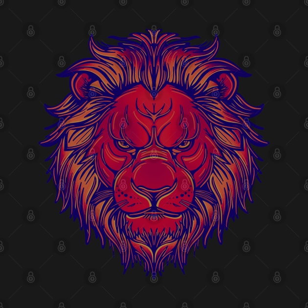 Red lion face with warm highlights by DaveDanchuk