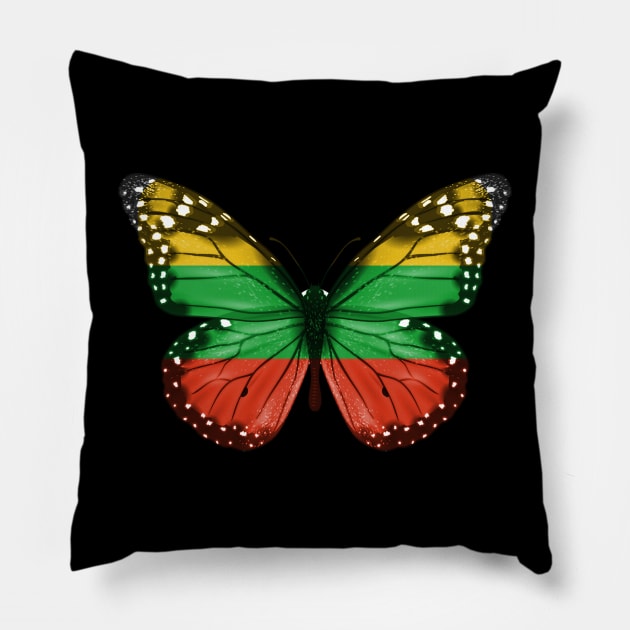 Lithuanian Flag  Butterfly - Gift for Lithuanian From Lithuania Pillow by Country Flags