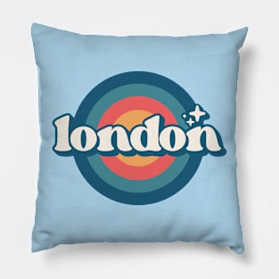 Vintage London Sunset Seal // Retro City Emblem for London UK Pillow