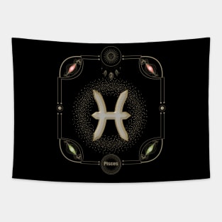 Golden pisces zodiac sign Tapestry