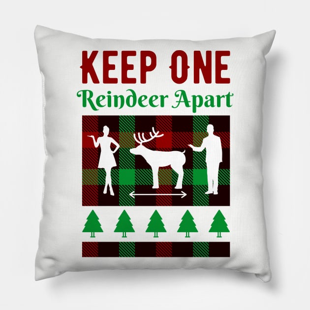 Keep One Reindeer Apart Xmas Gift Pillow by davidisnoartist