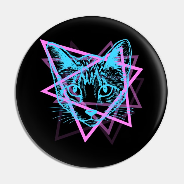 Psychedelic Rave Cat Abstract Vaporwave Gift Pin by VaporwaveAestheticDreams