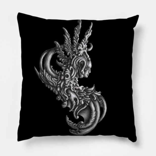 gothic style drawing Pillow by Hedgeh0g