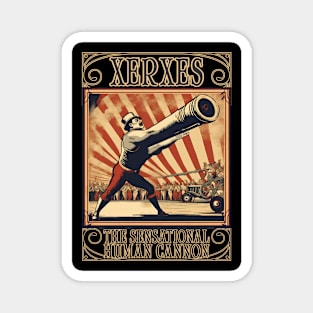 Vintage circus performer strong man human cannonball Magnet