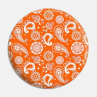 Mandala Pattern Orange and White Halloween Fall Autumn Season Pin