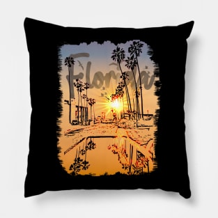 Florida, Sunset, Palm Trees, Florida Beaches, Florida Surfing Pillow