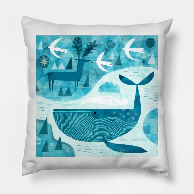 Whale and Deer Pillow by Gareth Lucas