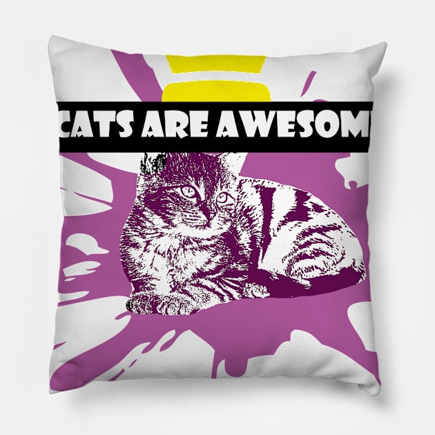 cats are awesome T-Shirt Pillow by h000