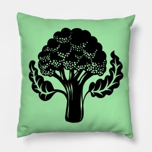 Broccoli black Pillow