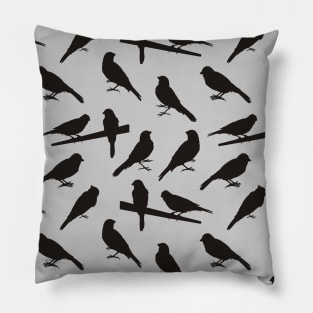 Singing Pet Bird Silhouettes Black Pattern Pillow