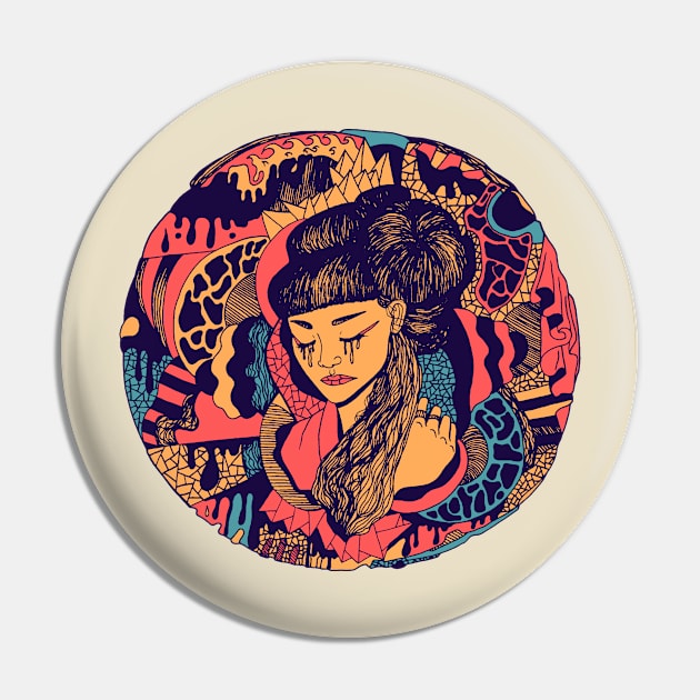 Retro Triad Circle of The Geisha Pin by kenallouis