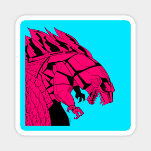 mecha godzilla ecopop in red kaiju explode art Magnet