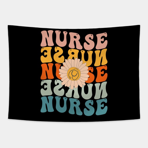 Retro Groovy Nurse Life For Women Nursing For Nurses Week Funny Shirt Tapestry by drag is art