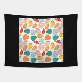 Seashells-hand-drawn-sea-shells-white-beach Tapestry