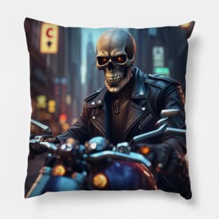 Mr. Skull and His Motorcycle Pillow