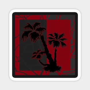 Red Grey Silhouette Palm Tree Magnet