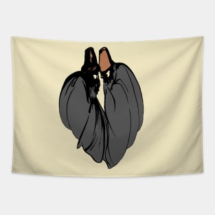 Dervish Mystical Brotherhood Black Outline Art Tapestry