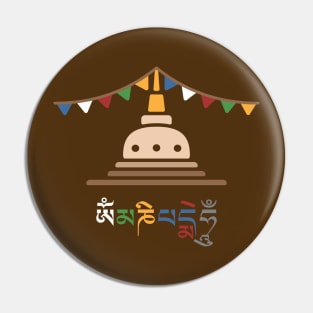 Tibetan Stupa Om Mani Padme Hum Pin