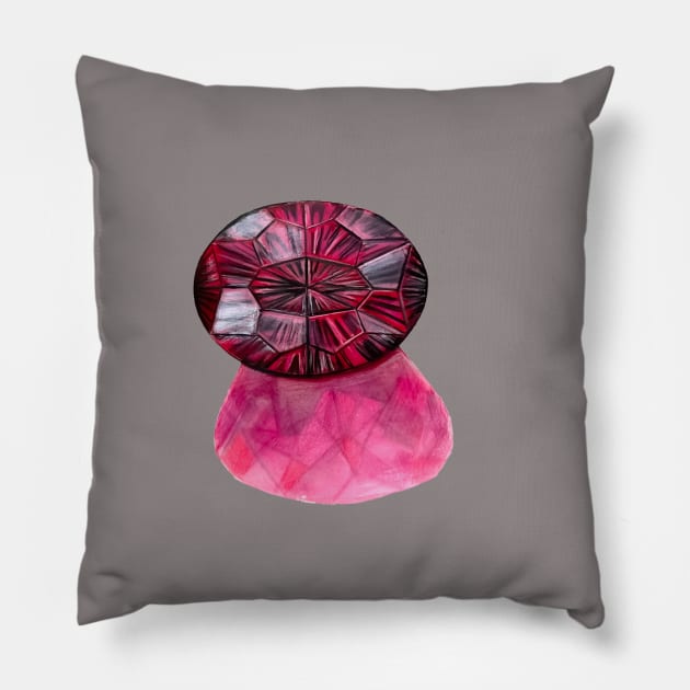 Garnet Gemstone, January Pillow by SeanKalleyArt