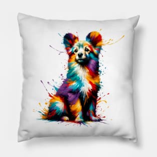 Vibrant Splashed Paint Peruvian Inca Orchid Artwork Pillow