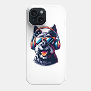 Smiling Scottish Terrier DJ Charms in Japanese Aesthetic Phone Case