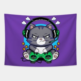 cat gamer, game addicts Tapestry