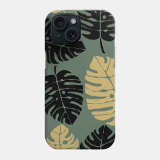 Exotic Monstera Leaf Gold Black Phone Case