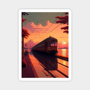 Retro Anime Style Old Japanese Train Magnet