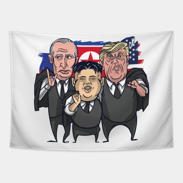 Putin Trump Kim Tapestry by LR_Collections