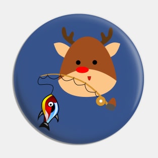 Merry Christmas Reindeer & Fishing Pin