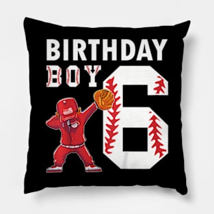 Kids 6 Years Old Boy Baseball Player 6Th Birthday Kids Pillow