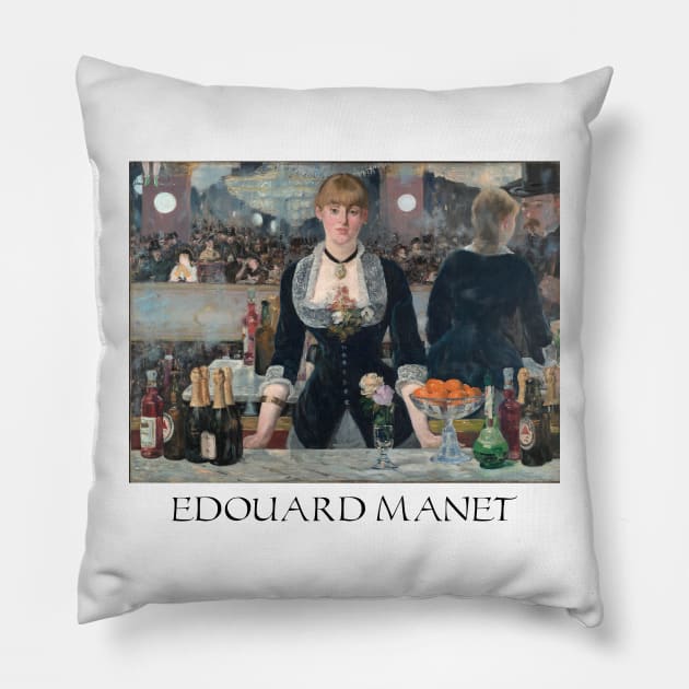 Edouard Manet- A Bar at the Folies- Bergere Pillow by SybaDesign