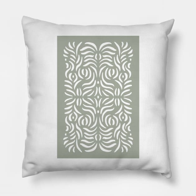 Sage green abstract line art pattern Pillow by VectoryBelle