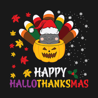 Funny Thanksgiving Christmas DIY T-shirt Happy Hallothanksmas T-Shirt