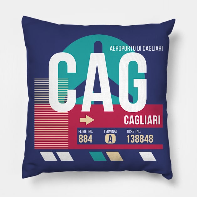 Cagliari, Italy (CAG) Airport Code Baggage Tag Pillow by SLAG_Creative