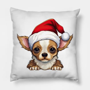 Christmas Peeking Chihuahua Dog Pillow