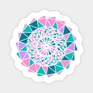 Digital mandala with random geometric shapes in bright neon colors Magnet