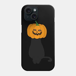 Cat sitting with a pumpkin head Phone Case