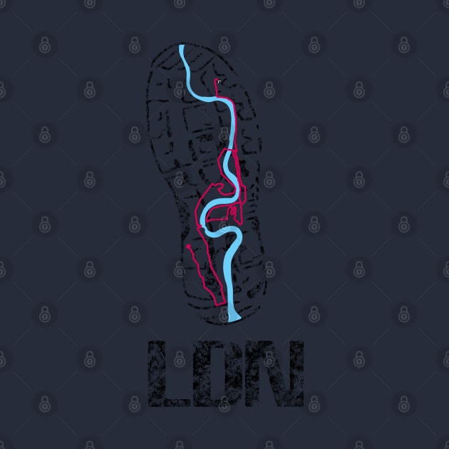 London Runner Route City Beats Shoe Print | London 26.2 by Bored Imagination Pop Art Absurdities 