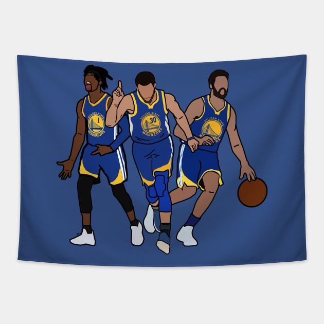 Steph Curry/Klay Thompson/D'Angelo Russell Golden State Warriors Big 3 2020 NBA Tapestry by xavierjfong