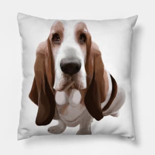 Cute Basset Hound Drawing Pillow