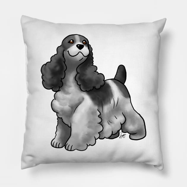 Dog - Cocker Spaniel - Black and White Pillow by Jen's Dogs Custom Gifts and Designs